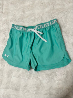 Girls Under Armour Teal & White Athletic Shorts XL
